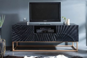Dizajnový TV stolík Zorpi 160 cm – masívne mangové drevo / čierna