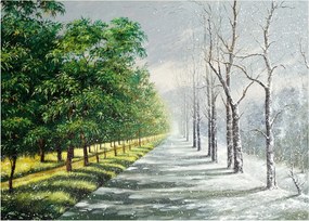 Sklenený obraz - Zima versus leto (70x50 cm)