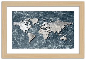 Gario Plagát Mapa sveta na mramore Farba rámu: Bez rámu, Rozmery: 30 x 20 cm