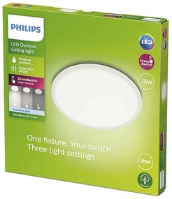 LED vonkajšie stropné svietidlo Philips 8719514417991 Superslim IP54 15W 1500lm 4000K biele