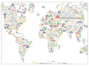 Sklenený obraz - Obrázková mapa (70x50 cm)