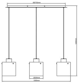 Brilliant - Luster na lanku BETH 3xE27/60W/230V čierna/dymová