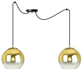 Závesné svietidlo Bergen Gold Spider, 2x zlaté/transparentné sklenené tienidlo (fi 15cm)