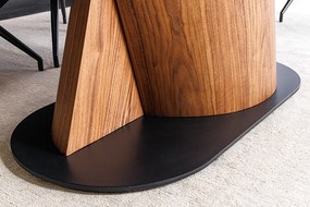 Jedálenský stôl ELEMENTS 180-260 cm rozkladací orechový rám s keramickou doskou, taupe sivý mramorový vzhľad