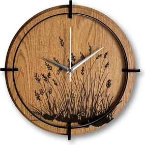 Drevené nástenné hodiny do obývačky prírodný dizajn | SENTOP HDF0587-OAK