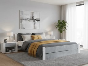 Posteľ IKAROS DOUBLE 180 x 200 cm, betón/biela Rošt: S lamelovým roštom, Matrac: Matrac COCO MAXI 20 cm