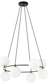 Luster na lanku AZURA 8xE14/10W/230V čierna/biela