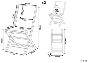 Sada 2 skladacích záhradných stoličiek z akáciového dreva tmavé drevo CESANA Beliani