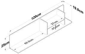 Nástenná polica RANI 120x25 cm béžová/biela
