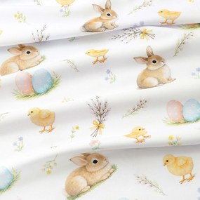 Goldea veľkonočná teflónová látka na obrusy - veselá veľká noc 160 cm