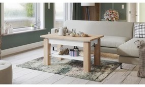 Rozkladací konferenčný/jedálenský stôl s policou ADONIS dub sonoma/biela