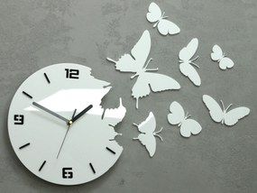 3D nalepovacie hodiny Butterfly biele