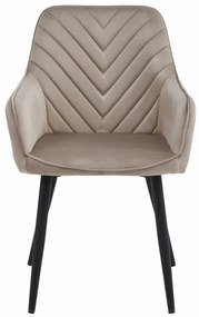 Jedálenská stolička NANA zamatová, tmavobéžová (čierne nohy)