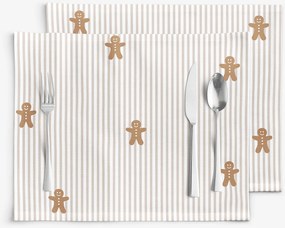 Goldea vianočné prestieranie na stôl 100% bavlnené plátno - perníčky s prúžkami - sada 2ks 30 x 40 cm