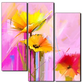 Obraz na plátne - Abstraktná maľba, jarné kvety reprodukcia - štvorec 3269D (75x75 cm)