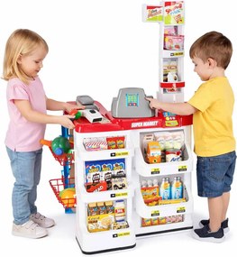 KIK Interaktívna pokladňa a supermarket pre deti - 47-dielna sada s čítačkou čiarových kódov