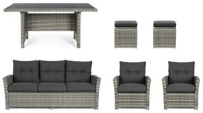 Sivá záhradná lounge súprava z umelého ratanu pre 6 Ariel – Bizzotto