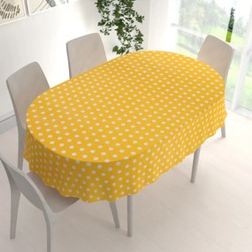 Biante Bavlnený oválny obrus Sandra SA-598 Biele bodky na žltom 140x200 cm