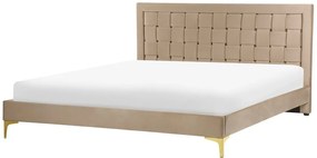 Zamatová posteľ 160 x 200 cm béžová LIMOUX Beliani