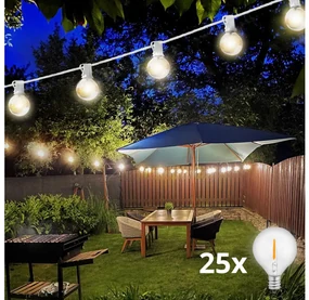 Brilagi - LED Vonkajšia dekoračná reťaz GIRLANDA 25xE12 20m biela IP44 teplá biela BG1490