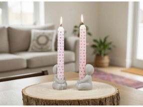 Sada 2 kameninových svietnikov IDEAS 4 SEASONS, ružová