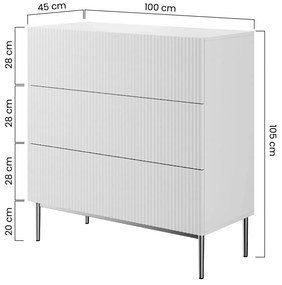 Komoda Nicole 100 cm - biely mat / zlatá