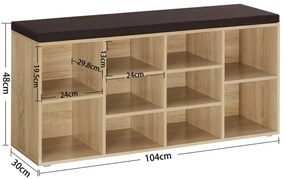 Botník s lavičkou a hnedým sedákom WESO SONOMA 104x30x48 cm