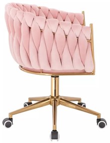 LuxuryForm DESIGN Kreslo NORDEN VELUR na zlatej podstave s kolieskami - ružové