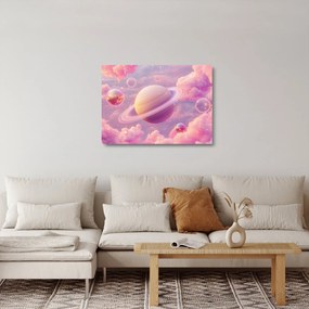 Sklenený obraz - Ružová planéta (70x50 cm)