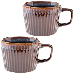 Modré/hnedé keramické hrnčeky v súprave 2 ks na cappuccino 190 ml Tone – Dakls