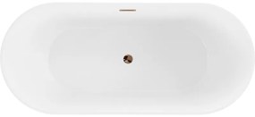 Mexen Flavia, voľne stojaca vaňa 150 x 75 cm, biela, ružové zlato prepad, 54031507500-60