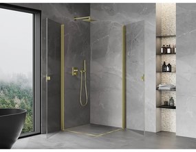 Mexen Mist-B Duo, 2-krídlový výklopný sprchový kút 95 x 95 cm, číre sklo, zlatý matný profil, 8A2-095-095-55-00