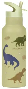 A Little Lovely Company Fľaša na pitie z nehrdzavejúcej ocele so slamkou Dinosaurus 500 ml