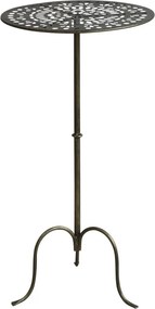 Mosadzný kovový odkladací stolík Arras s patinou- Ø 30*60 cm