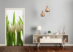 Fototapeta na dvere biele tulipány 95x205 cm