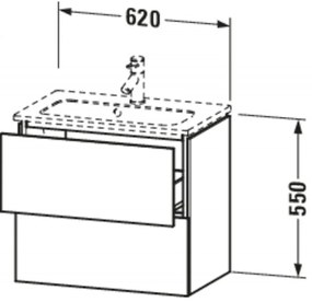DURAVIT L-Cube závesná skrinka pod umývadlo Compact, 2 zásuvky, 620 x 391 x 550 mm, biela vysoký lesk, LC625602222