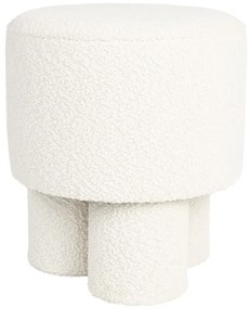 Biely taburet z textílie buklé Marcos – White Label
