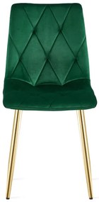 Jedálenská stolička LIBRA zamatová, tmavozelená / zlaté nohy