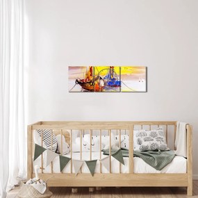 Obraz - Maľba loďou (s hodinami) (90x30 cm)