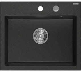 Mexen Oscar, 1-komorový granitový drez 580x490x205 mm, čierna-zlatá metalíza, 6519581000-75