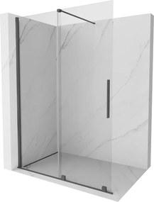 Mexen Velar, posuvné dvere do otvoru typ Walk-In 160 cm, 8mm číre sklo, grafitová matná, 871-160-000-03-66