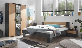 Posteľ Laurie 180x200 cm, grafit/dub