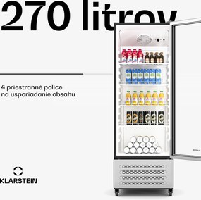 Klarstein GrandCooler chladnička na nápoje, 270 l, LED osvetlenie, s kolieskami, 4 police