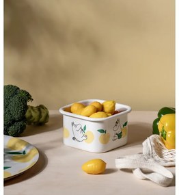 Dóza s vrchnákom Moomin Joyful Apples 1l, smalt / bielo-žltá