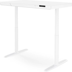 Elektrický písací stôl sit-stand so zásuvkou a bezdrôtovou nabíjačkou Qi biely, 1200 mm: ELLIS