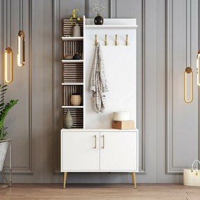 Vešiak s botníkom a policami Viyana White and Gold