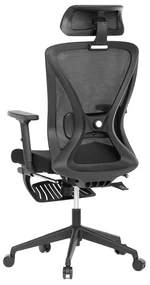 Ergonomická kancelárska stolička ZANE s podnožkou — sieťovina/látka, čierna