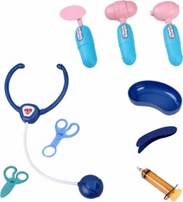 LEAN Toys Súprava malého lekára s vozíkom RTG a EKG, svetlá, modrá, 16 ks
