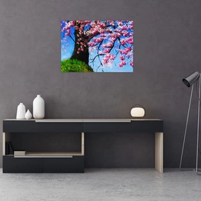 Obraz maľované rozkvitnuté čerešne (70x50 cm)
