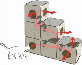 BAMA Modulárny prístrešok a preliezačka pre mačky QUBLO, farba biela